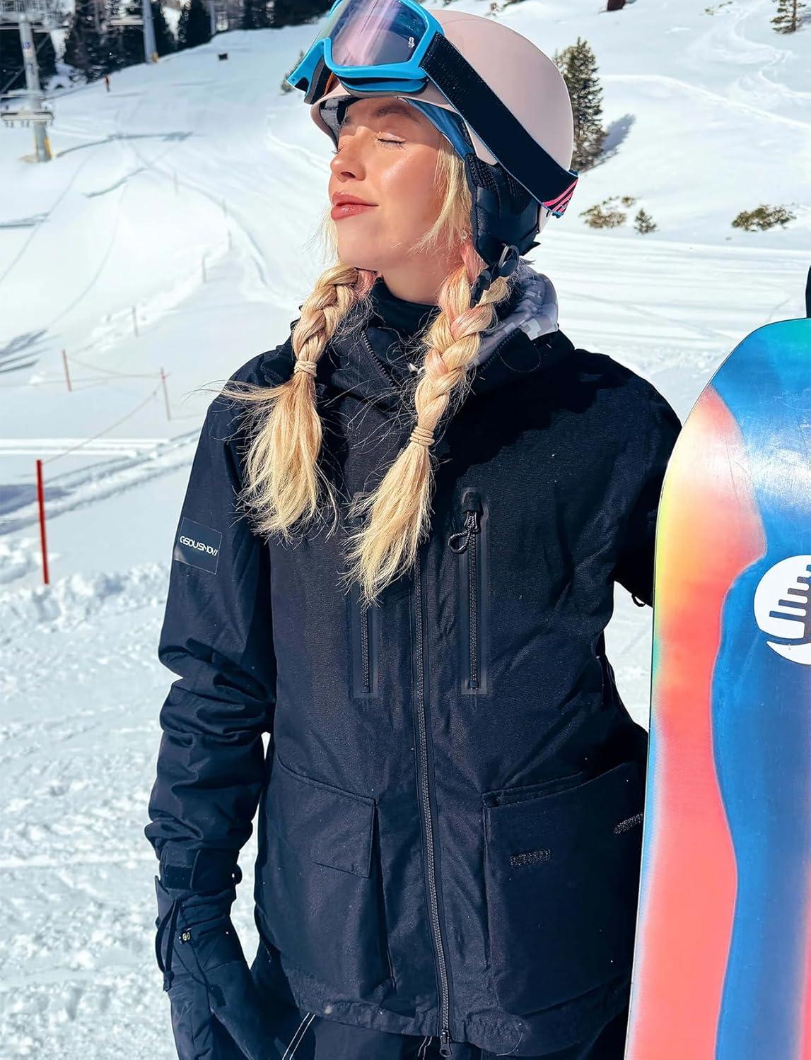 image:imageGSOU SNOW Mens Ski Jacket Snowboard Snow Coat Waterproof Windproof Insulated Winter Mountain Outdoor Sports Fixed HoodedBrown