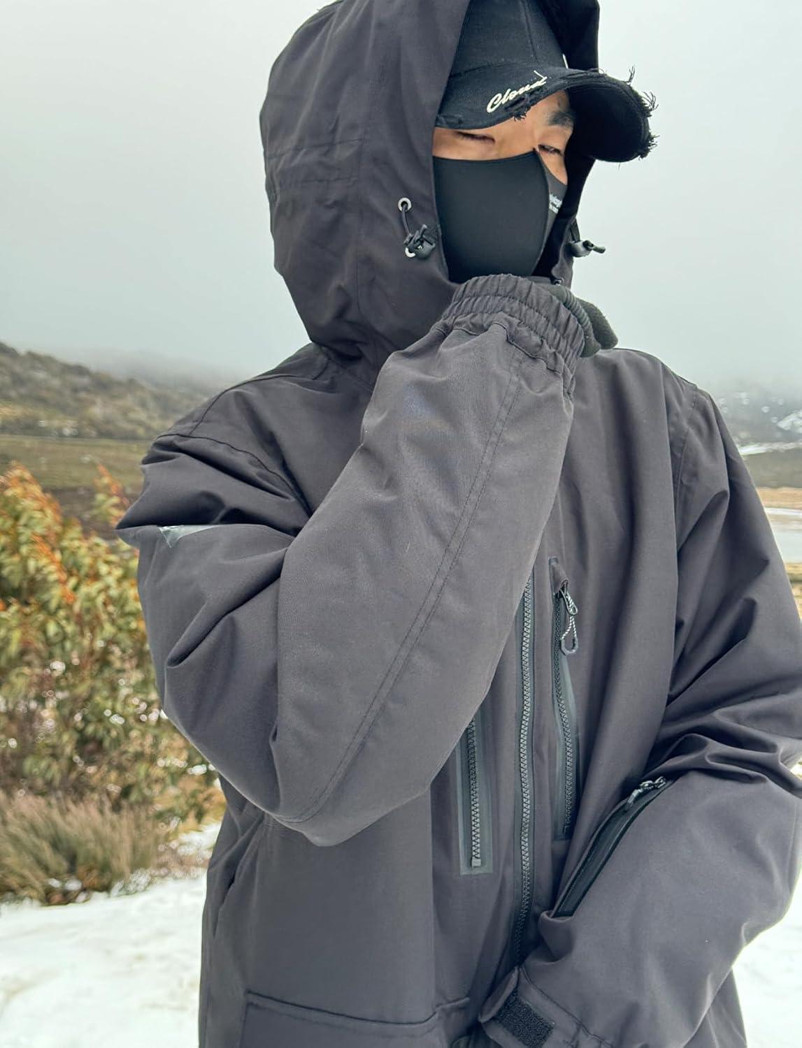 image:imageGSOU SNOW Mens Ski Jacket Snowboard Snow Coat Waterproof Windproof Insulated Winter Mountain Outdoor Sports Fixed HoodedGreen
