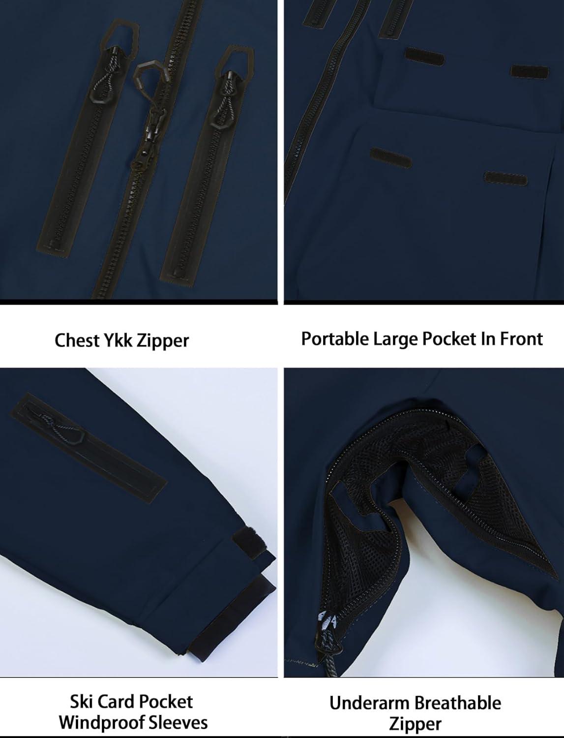 image:imageGSOU SNOW Mens Ski Jacket Snowboard Snow Coat Waterproof Windproof Insulated Winter Mountain Outdoor Sports Fixed HoodedNavy