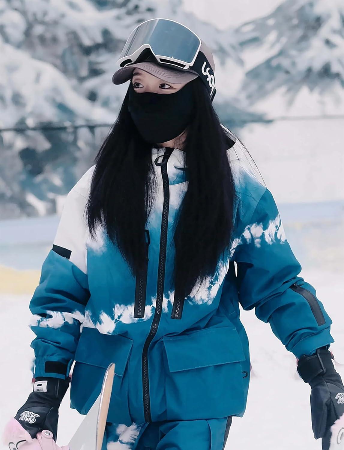 image:imageGSOU SNOW Mens Ski Jacket Snowboard Snow Coat Waterproof Windproof Insulated Winter Mountain Outdoor Sports Fixed HoodedWhite Blue
