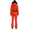 GSOU SNOW Womens Ski Suit One Piece Snowsuit Snowboard Jacket Slim Snow Jumpsuit Faux Fur Ski Outfit Waterproof(All Orange)