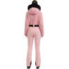 GSOU SNOW Womens Ski Suit One Piece Snowsuit Snowboard Jacket Slim Snow Jumpsuit Faux Fur Ski Outfit Waterproof(All Pink)