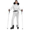 GSOU SNOW Womens Ski Suit One Piece Snowsuit Snowboard Jacket Slim Snow Jumpsuit Faux Fur Ski Outfit Waterproof(All White)