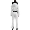 GSOU SNOW Womens Ski Suit One Piece Snowsuit Snowboard Jacket Slim Snow Jumpsuit Faux Fur Ski Outfit Waterproof(All White)