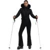 GSOU SNOW Womens Ski Suit One Piece Snowsuit Snowboard Jacket Slim Snow Jumpsuit Faux Fur Ski Outfit Waterproof(Black-01)