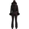 GSOU SNOW Womens Ski Suit One Piece Snowsuit Snowboard Jacket Slim Snow Jumpsuit Faux Fur Ski Outfit Waterproof(Brown)