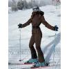 GSOU SNOW Womens Ski Suit One Piece Snowsuit Snowboard Jacket Slim Snow Jumpsuit Faux Fur Ski Outfit Waterproof(Coffee)