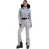 GSOU SNOW Womens Ski Suit One Piece Snowsuit Snowboard Jacket Slim Snow Jumpsuit Faux Fur Ski Outfit Waterproof(Grey 1)