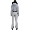 GSOU SNOW Womens Ski Suit One Piece Snowsuit Snowboard Jacket Slim Snow Jumpsuit Faux Fur Ski Outfit Waterproof(Grey 1)