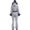 GSOU SNOW Womens Ski Suit One Piece Snowsuit Snowboard Jacket Slim Snow Jumpsuit Faux Fur Ski Outfit Waterproof(Grey)