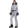 GSOU SNOW Womens Ski Suit One Piece Snowsuit Snowboard Jacket Slim Snow Jumpsuit Faux Fur Ski Outfit Waterproof(Grey)