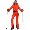GSOU SNOW Womens Ski Suit One Piece Snowsuit Snowboard Jacket Slim Snow Jumpsuit Faux Fur Ski Outfit Waterproof(Orange)