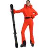 GSOU SNOW Womens Ski Suit One Piece Snowsuit Snowboard Jacket Slim Snow Jumpsuit Faux Fur Ski Outfit Waterproof(Orange)