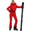 GSOU SNOW Womens Ski Suit One Piece Snowsuit Snowboard Jacket Slim Snow Jumpsuit Faux Fur Ski Outfit Waterproof(Red)