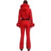 GSOU SNOW Womens Ski Suit One Piece Snowsuit Snowboard Jacket Slim Snow Jumpsuit Faux Fur Ski Outfit Waterproof(Red)