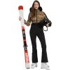 GSOU SNOW Womens Ski Suit One Piece Snowsuit Snowboard Slim Insulated Jumpsuit Jacket Waterproof Windproof for Outdoor Sports(Leopard Print)