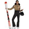 GSOU SNOW Womens Ski Suit One Piece Snowsuit Snowboard Slim Insulated Jumpsuit Jacket Waterproof Windproof for Outdoor Sports(Leopard Print)