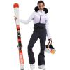 GSOU SNOW Womens Ski Suit One Piece Snowsuit Snowboard Slim Insulated Jumpsuit Jacket Waterproof Windproof for Outdoor Sports(White Tibetan Blue)
