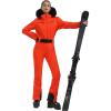 GSOU SNOW Womens Ski Suit One Piece Snowsuit Snowboard Jacket Slim Snow Jumpsuit Faux Fur Ski Outfit Waterproof(All Orange)