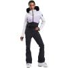 GSOU SNOW Womens Ski Suit One Piece Snowsuit Snowboard Slim Insulated Jumpsuit Jacket Waterproof Windproof for Outdoor Sports(White Tibetan Blue)