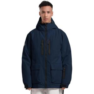 GSOU SNOW Men’s Ski Jacket Snowboard Snow Coat Waterproof Windproof Insulated Winter Mountain Outdoor Sports Fixed Hooded(Navy)