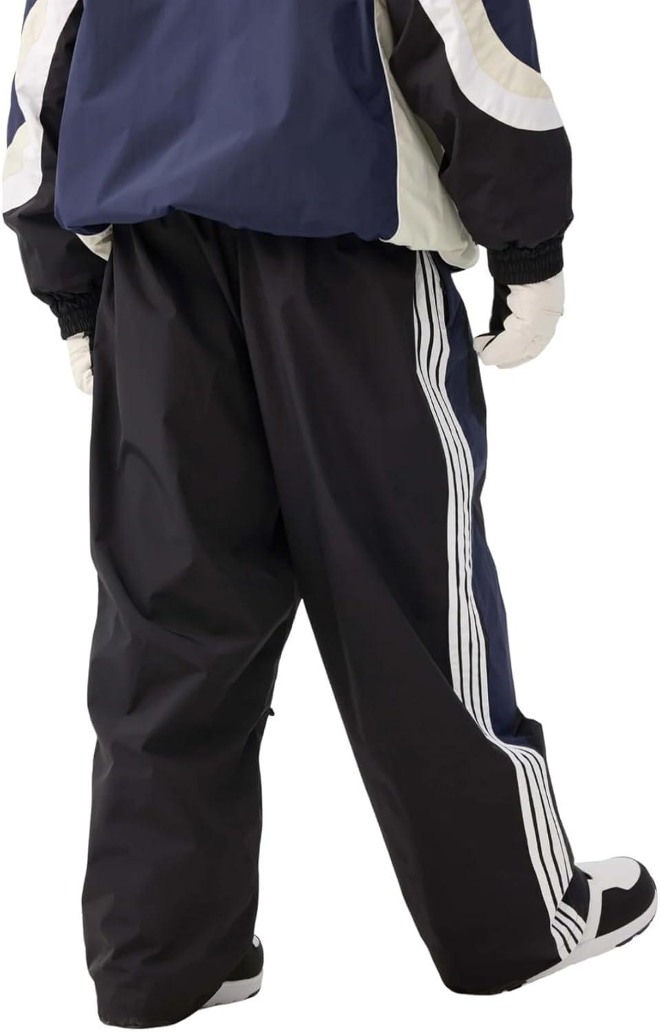 image:imageGSOU SNOW Women Mens Snow Pants Baggy Snowboard Pants Retro Sporty Side Stripe Ski Pants Insulated Waterproof Winter OutdoorBlack