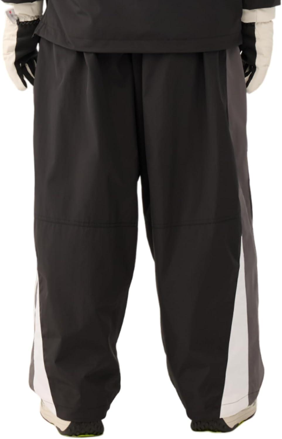 image:imageGSOU SNOW Women Mens Snow Pants Baggy Snowboard Pants Retro Sporty Side Stripe Ski Pants Insulated Waterproof Winter OutdoorBlack1