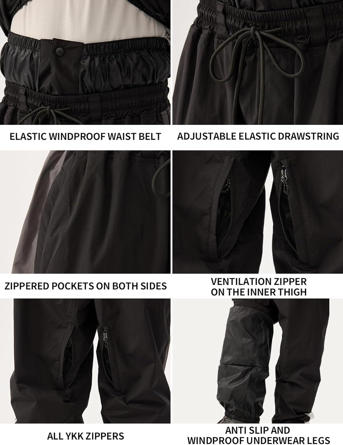 image:imageGSOU SNOW Women Mens Snow Pants Baggy Snowboard Pants Retro Sporty Side Stripe Ski Pants Insulated Waterproof Winter OutdoorNavy Blue