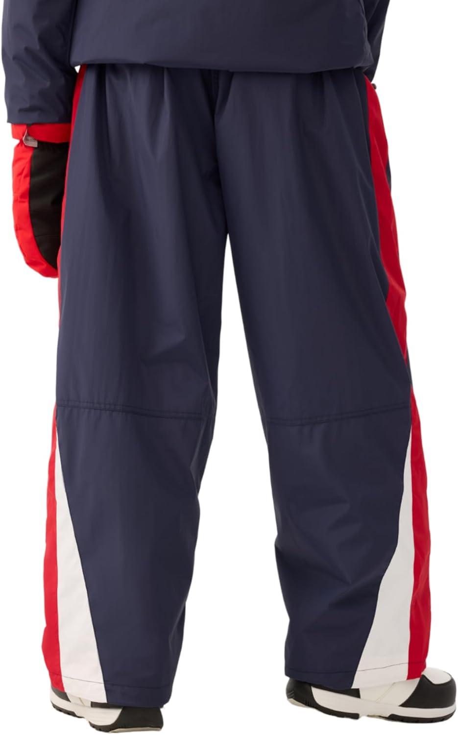 image:imageGSOU SNOW Women Mens Snow Pants Baggy Snowboard Pants Retro Sporty Side Stripe Ski Pants Insulated Waterproof Winter OutdoorNavy Blue
