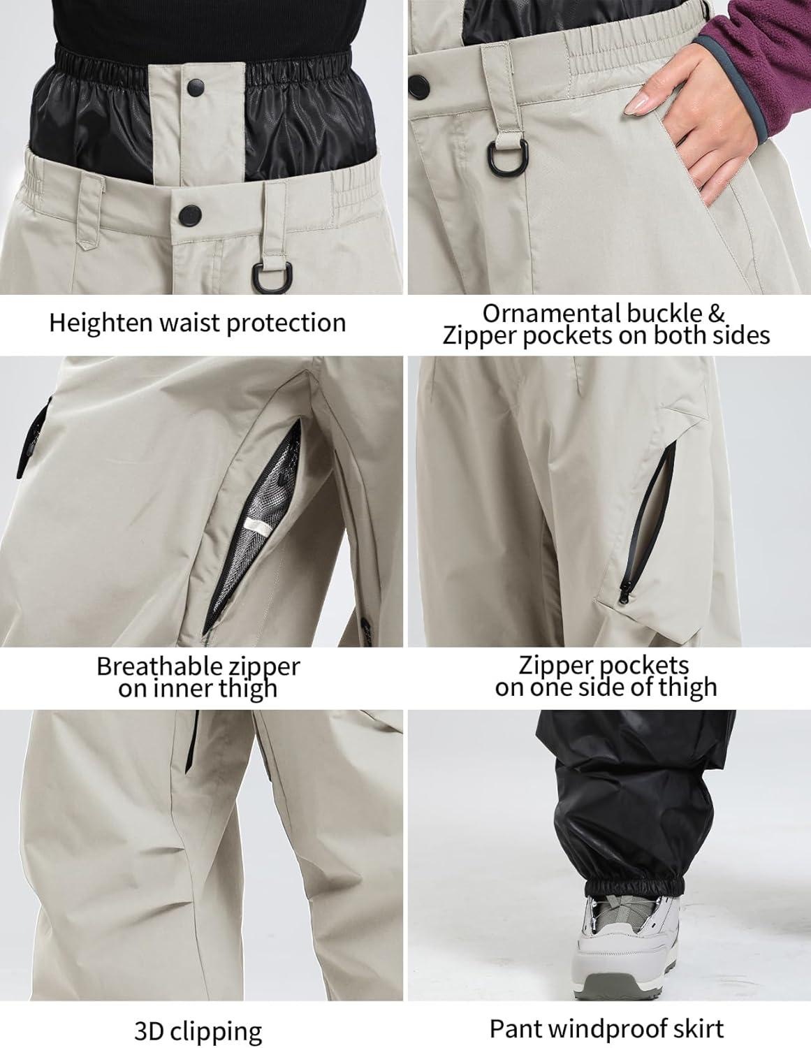 image:imageGSOU SNOW Womens Ski Jacket and Pants Set Baggy Snowboard Jacket Snow Suit Waterproof Windproof Hooded Coat XS