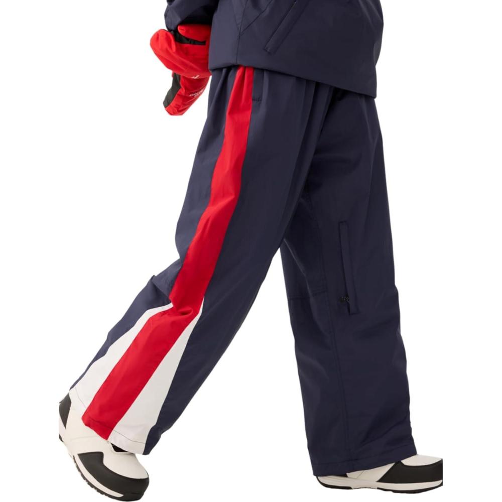 image:imageGSOU SNOW Women Mens Snow Pants Baggy Snowboard Pants Retro Sporty Side Stripe Ski Pants Insulated Waterproof Winter OutdoorNavy Blue