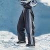 GSOU SNOW Women Mens Snow Pants Baggy Snowboard Pants Retro Sporty Side Stripe Ski Pants Insulated Waterproof Winter Outdoor(Black)