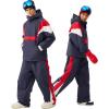 GSOU SNOW Women Mens Snow Pants Baggy Snowboard Pants Retro Sporty Side Stripe Ski Pants Insulated Waterproof Winter Outdoor(Navy Blue)