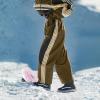 GSOU SNOW Women Mens Snow Pants Baggy Snowboard Pants Retro Sporty Side Stripe Ski Pants Insulated Waterproof Winter Outdoor(Olive)