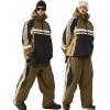 GSOU SNOW Women Mens Snow Pants Baggy Snowboard Pants Retro Sporty Side Stripe Ski Pants Insulated Waterproof Winter Outdoor(Olive)