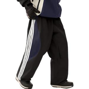 GSOU SNOW Women Mens Snow Pants Baggy Snowboard Pants Retro Sporty Side Stripe Ski Pants Insulated Waterproof Winter Outdoor(Black)