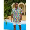 GSOU SNOW Mens Hawaiian Shirt Quick Dry Short Sleeve Tropiacl Floral Button Down Shirts for Beach Summer Vacation(Colorful)
