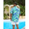 GSOU SNOW Mens Hawaiian Shirt Quick Dry Short Sleeve Tropiacl Floral Button Down Shirts for Beach Summer Vacation(Green Leaf)