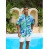 GSOU SNOW Mens Hawaiian Shirt Quick Dry Short Sleeve Tropiacl Floral Button Down Shirts for Beach Summer Vacation(Green Leaf)