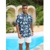 GSOU SNOW Mens Hawaiian Shirt Quick Dry Short Sleeve Tropiacl Floral Button Down Shirts for Beach Summer Vacation(Navy Blue Floal)