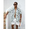 GSOU SNOW Mens Hawaiian Shirt Quick Dry Short Sleeve Tropiacl Floral Button Down Shirts for Beach Summer Vacation(White Palm Tree)
