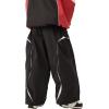 GSOU SNOW Snowboard Pants Mens Womens Retro Baggy Waterproof Reflective Ski Pants Vintage Loose Outwear Not Insulated(Black 1)
