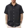 GSOU SNOW Mens Hawaiian Shirt Quick Dry Short Sleeve Tropiacl Floral Button Down Shirts for Beach Summer Vacation(Black)