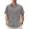 GSOU SNOW Mens Hawaiian Shirt Quick Dry Short Sleeve Tropiacl Floral Button Down Shirts for Beach Summer Vacation(Grey)