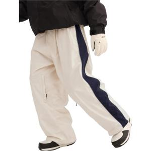 GSOU SNOW Snowboard Pants Mens Womens Retro Baggy Waterproof Reflective Ski Pants Vintage Loose Outwear Not Insulated(Beige)