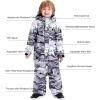 GSOU SNOW Kids Snow Suit One Piece Ski Suit Boys Girls Snowboard Jumpsuits Waterproof Youth Snowsuit Outfit(Grey)
