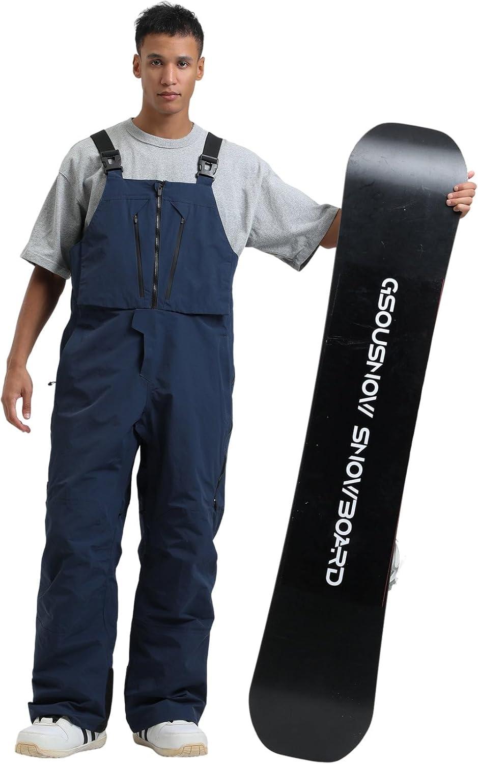 image:imageGSOU SNOW Mens Ski Bibs Women Snowboard Pants Bib Snow Insulated Overalls Waterproof Windproof Winter Warm SportNavy