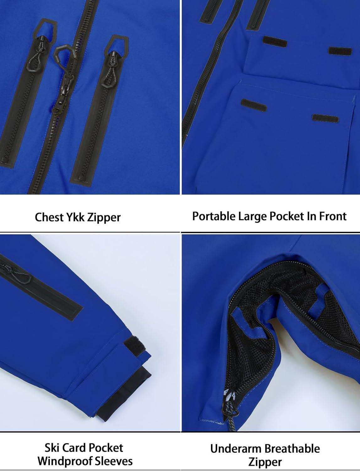 image:imageGSOU SNOW Mens Ski Jacket Snowboard Snow Coat Waterproof Windproof Insulated Winter Mountain Outdoor Sports Fixed HoodedKlein Blue