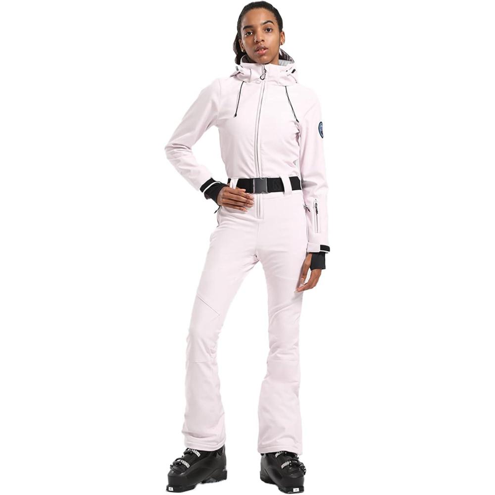 image:imageGSOU SNOW Ski Suit Women Snowsuit Slim One Piece Jumpsuit Snow Jackets Waterproof Winter Windproof Outdoor Sports WarmPink