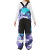 GSOU SNOW Kids Snow Bibs Girls Snow Ski Pants Insulated Overall Boys Waterproof Windproof Snowboard Purple Tie-Dye 11-12Years
